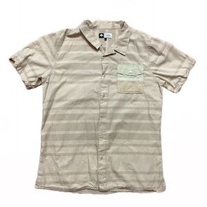Lifted Research Group LRG Shirt Mens Large Khaki Short Sleeve Button Shirt